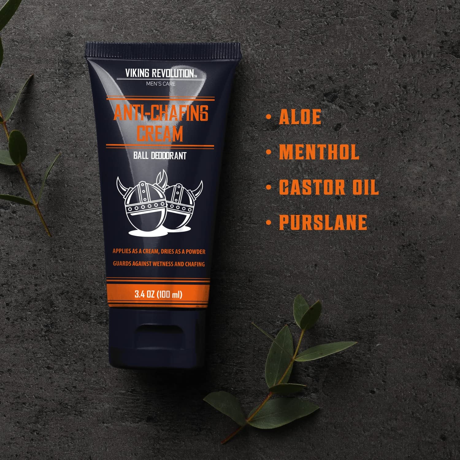 Balls Deodorant with Aloe Vera and Purslane - Groin and Crotch Anti-Chafing Cream for Men - Quick Drying, Talc-Free Ball Cream 3.4Oz