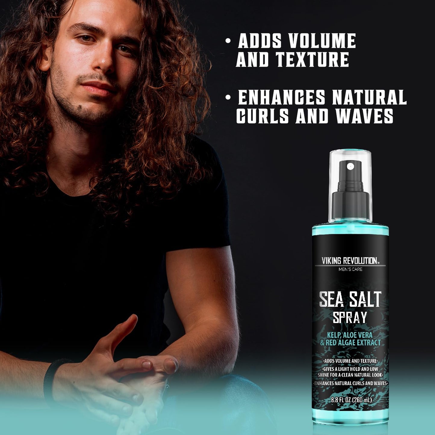 Sea Salt Spray for Hair Men - Hair Texturizing Spray with Kelp, Aloe Vera & Red