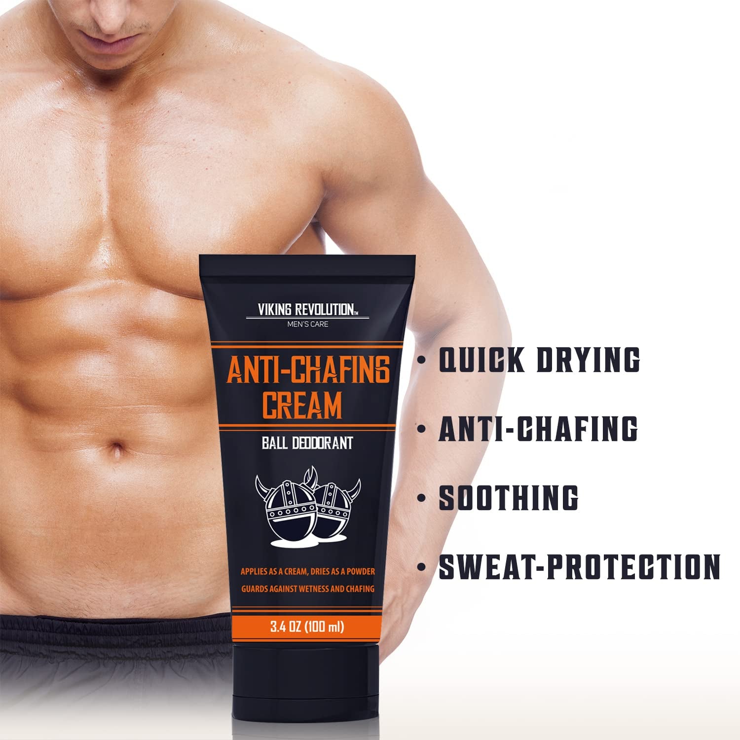 Balls Deodorant with Aloe Vera and Purslane - Groin and Crotch Anti-Chafing Cream for Men - Quick Drying, Talc-Free Ball Cream 3.4Oz