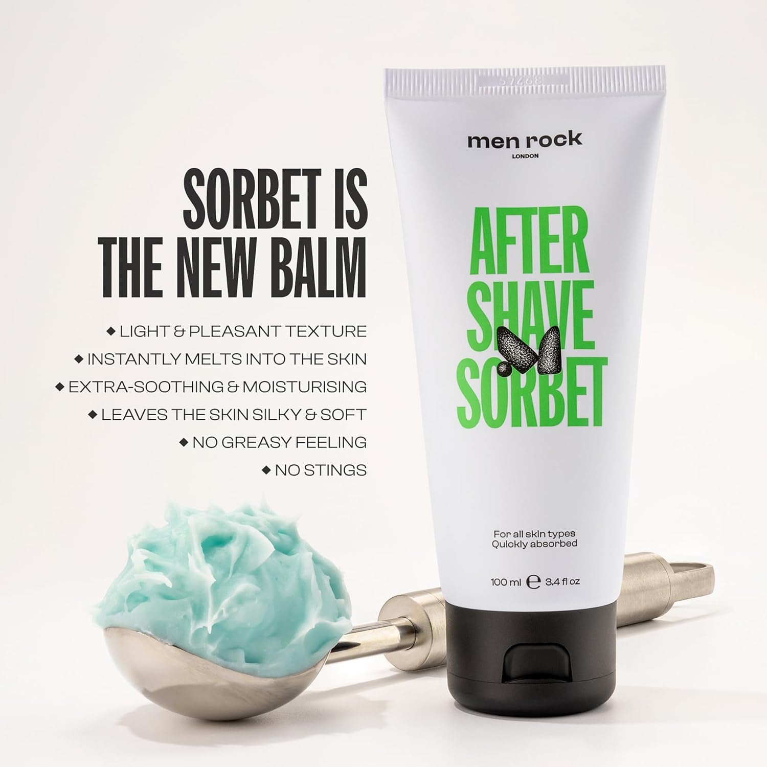 after Shave Sorbet - Face Moisturizer - Soothing Aftershave for Men - Mens Skincare Products - Post Shave Balm - Face Lotion - 3.4 Oz