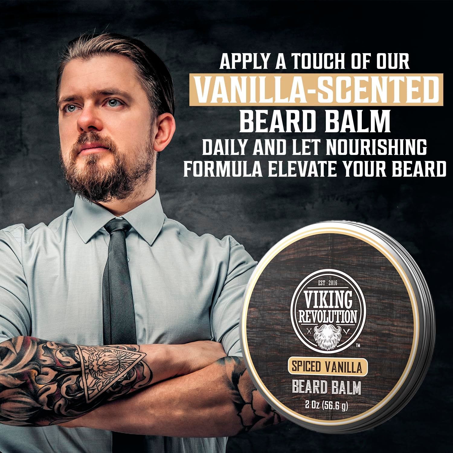 Spiced Vanilla Beard Balm - Beard Butter with Argan Oil, Beard Softener for Men with Jojoba Oil - Beard Moisturizer for Men with Beeswax - Beard Wax for Men (2Oz, 1 Pack)