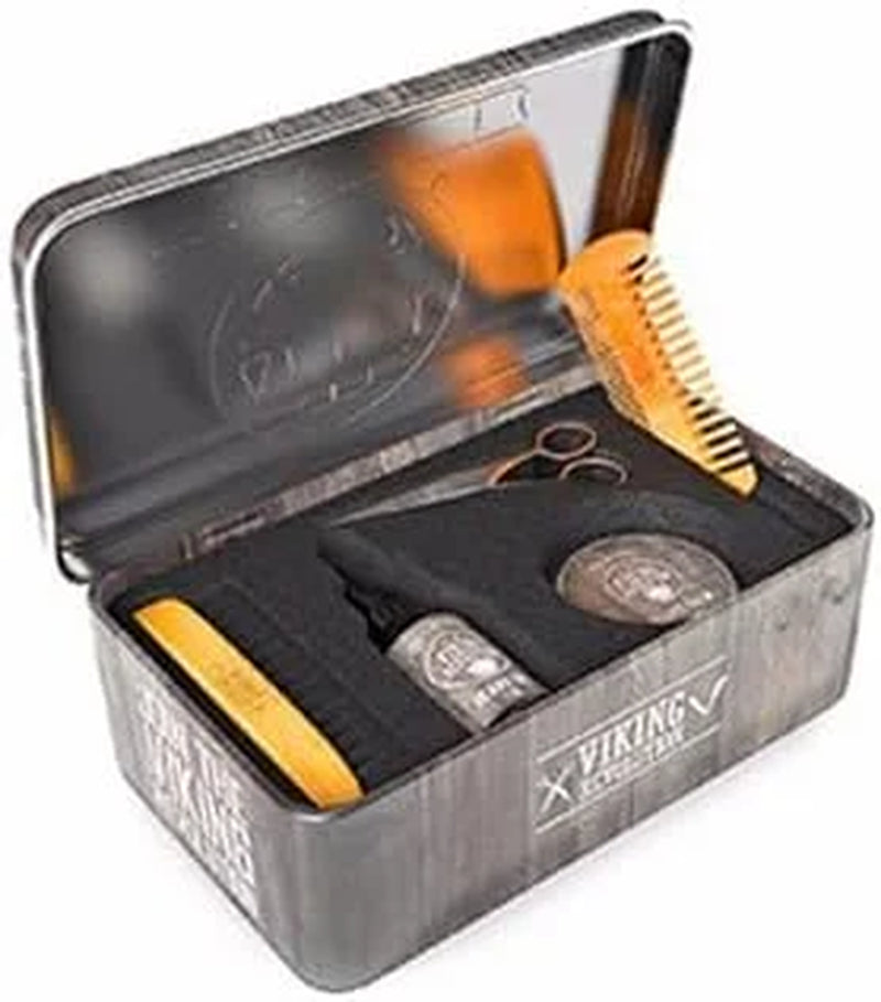 Beard Care Kit for Men - Beard Brush, Wooden Comb, Beard Balm, Beard Oil, Beard & Mustache Scissors
