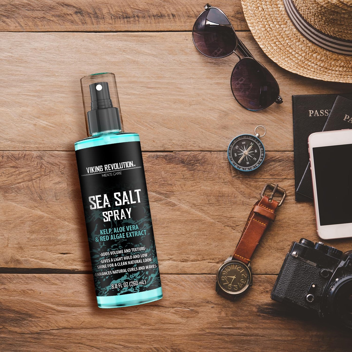 Sea Salt Spray for Hair Men - Hair Texturizing Spray with Kelp, Aloe Vera & Red