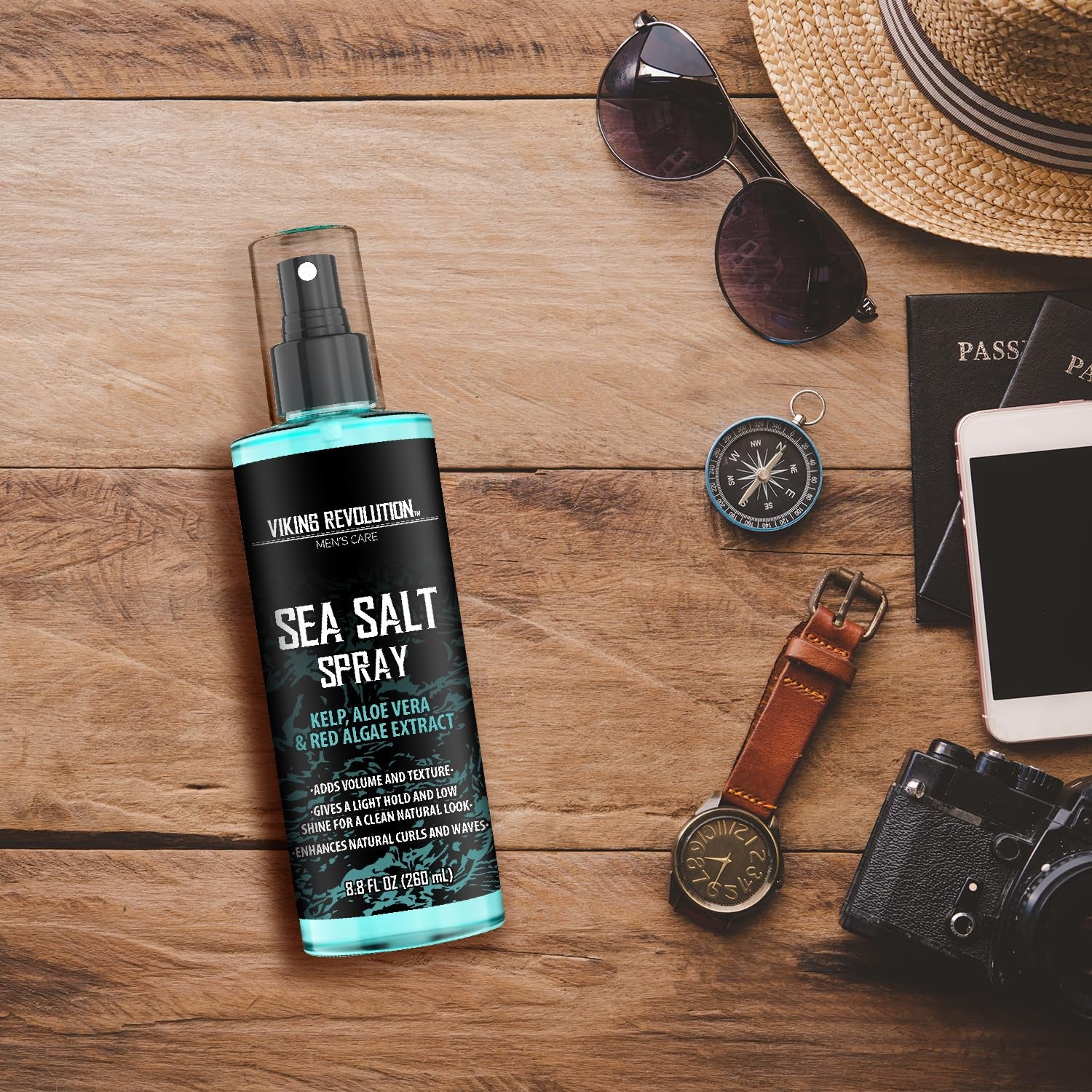 Sea Salt Spray for Hair Men - Hair Texturizing Spray with Kelp, Aloe Vera & Red