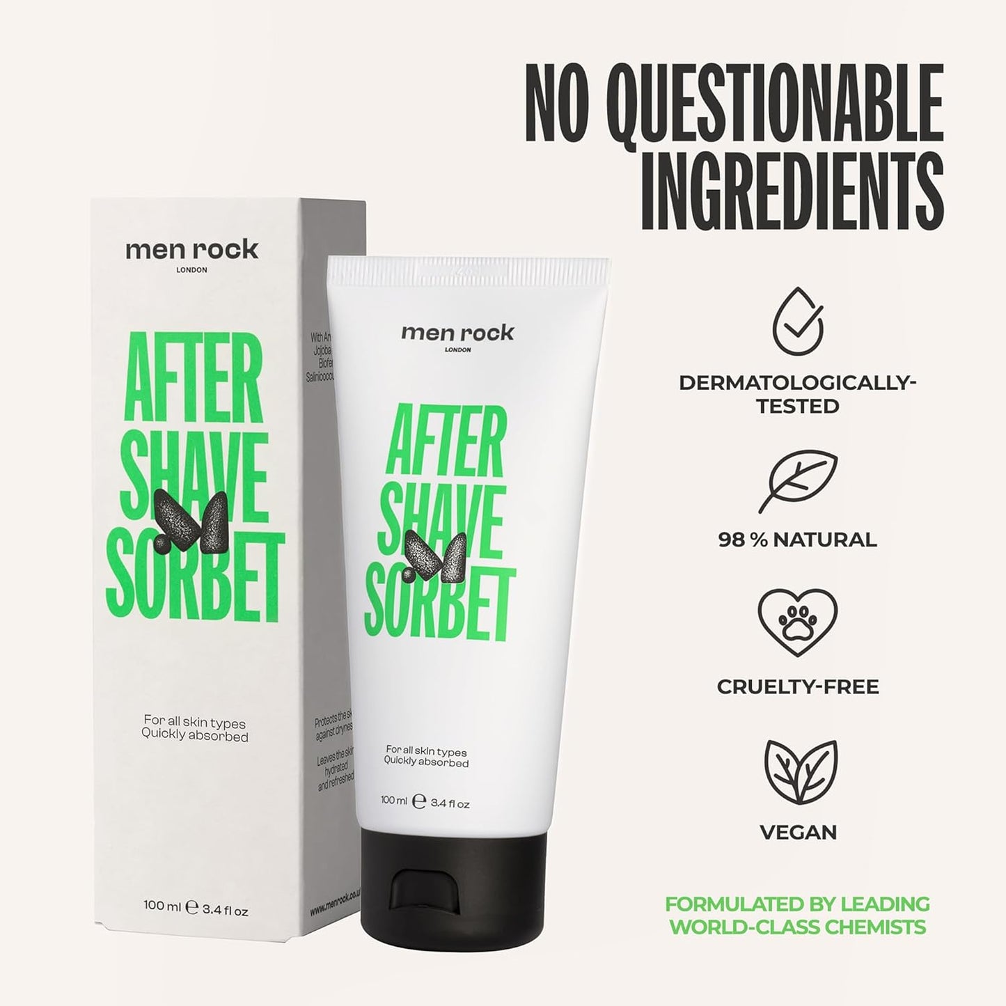 after Shave Sorbet - Face Moisturizer - Soothing Aftershave for Men - Mens Skincare Products - Post Shave Balm - Face Lotion - 3.4 Oz