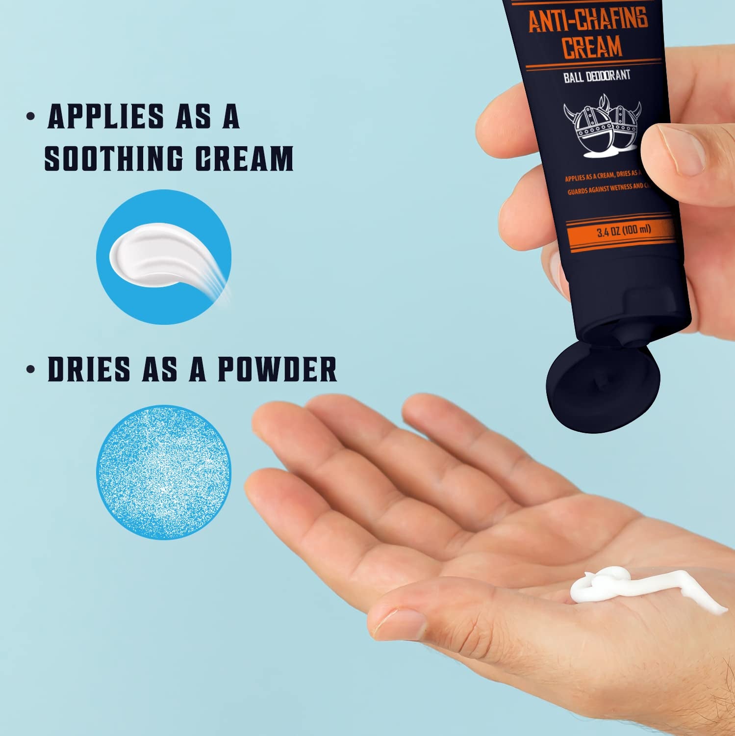 Balls Deodorant with Aloe Vera and Purslane - Groin and Crotch Anti-Chafing Cream for Men - Quick Drying, Talc-Free Ball Cream 3.4Oz