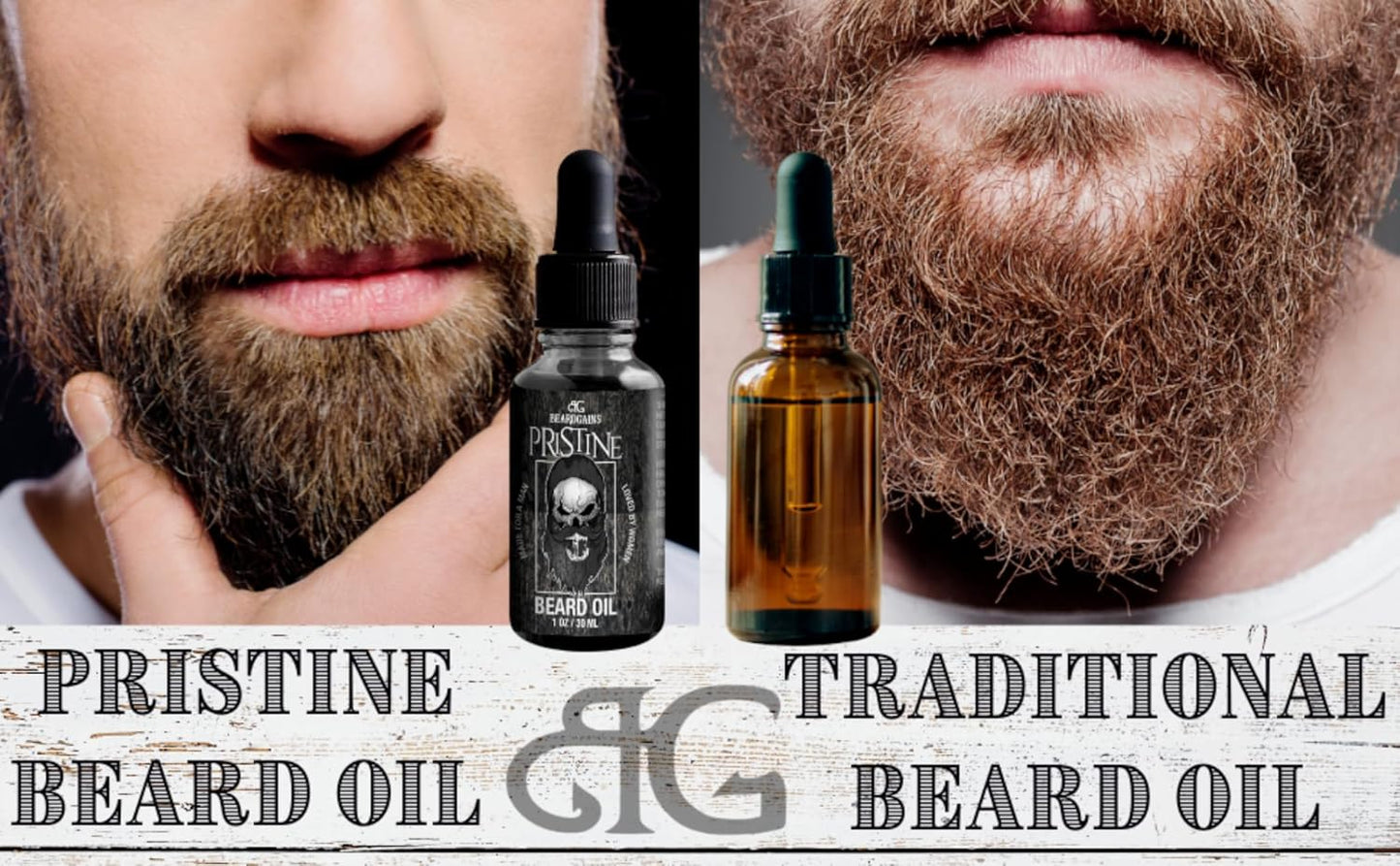 Beard Oil for Men - Organic Beard Growth Oil, Moisturizer & Conditioner, Softens & Strengthens Facial Hair, Reduces Itch, Promotes Healthy Beard (1Oz, Pristine)