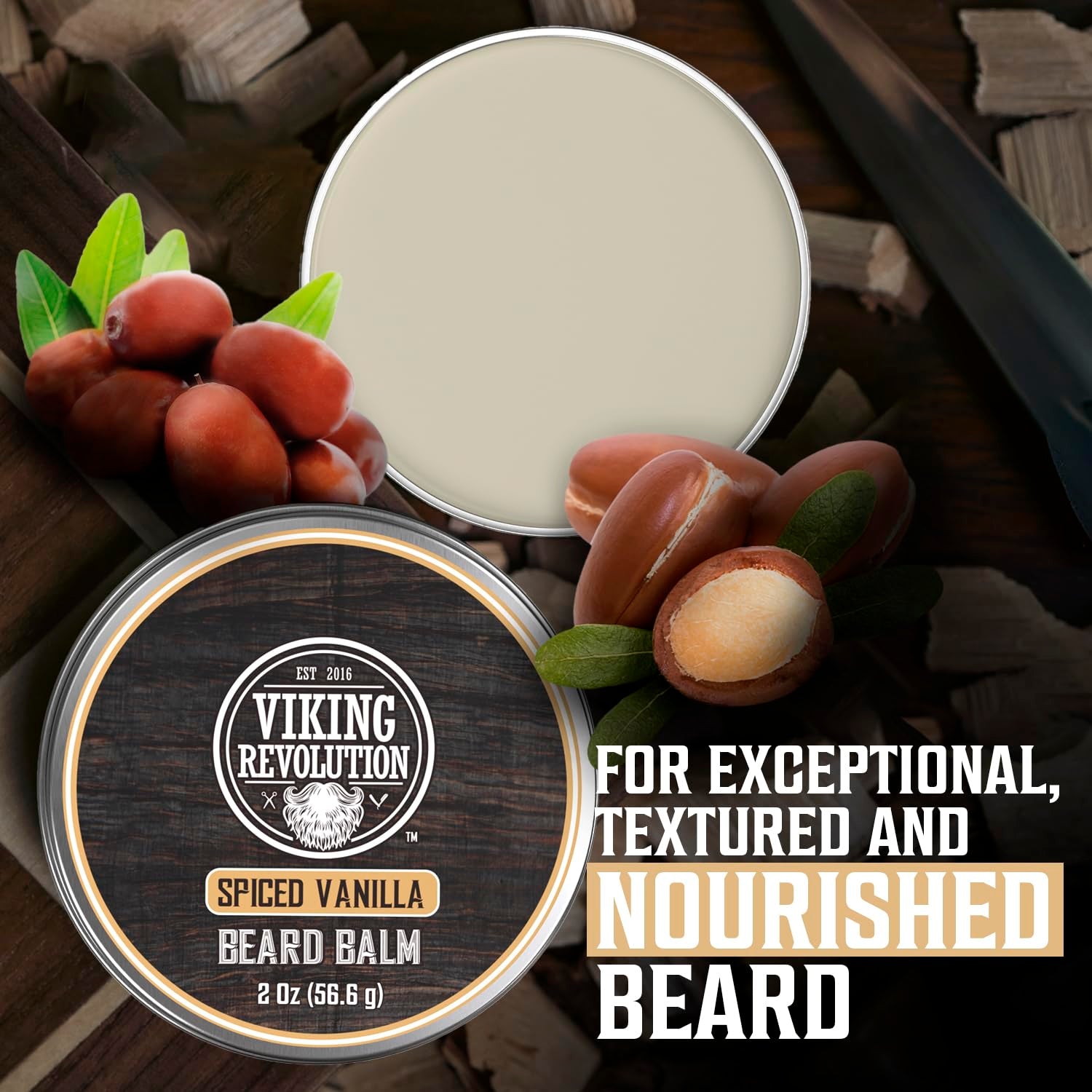Spiced Vanilla Beard Balm - Beard Butter with Argan Oil, Beard Softener for Men with Jojoba Oil - Beard Moisturizer for Men with Beeswax - Beard Wax for Men (2Oz, 1 Pack)
