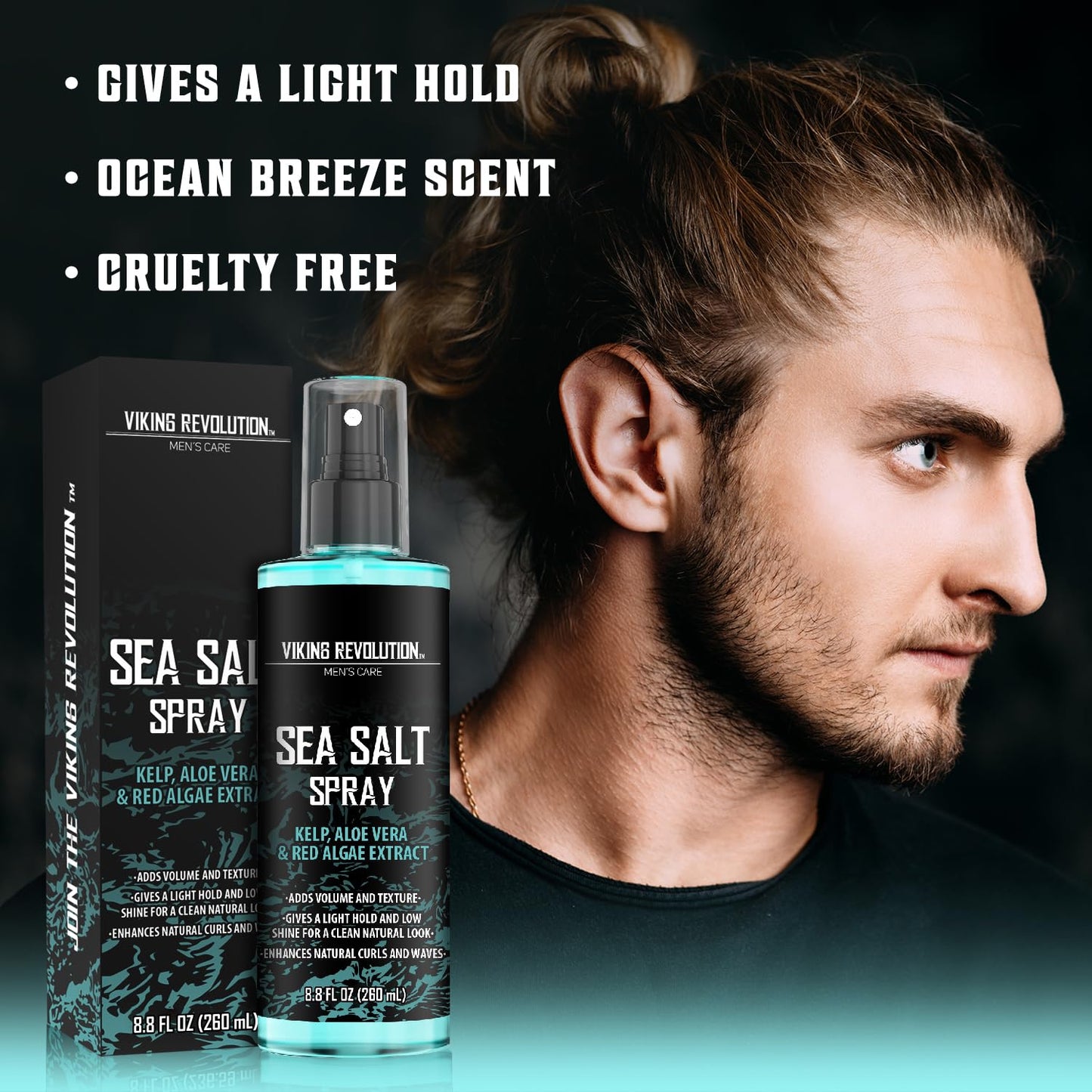 Sea Salt Spray for Hair Men - Hair Texturizing Spray with Kelp, Aloe Vera & Red