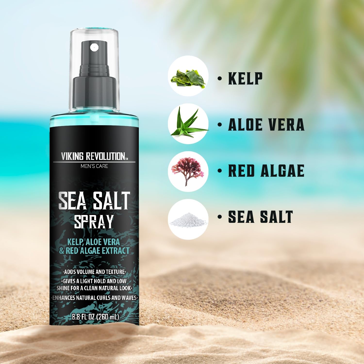 Sea Salt Spray for Hair Men - Hair Texturizing Spray with Kelp, Aloe Vera & Red